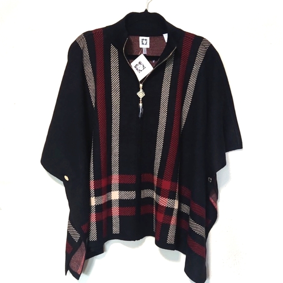 NWT Anne Klein Zip Front Poncho Sweater Size Medium - Picture 13 of 13